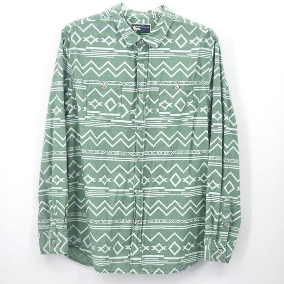 Modern Amusement Button Down Shirt Mens Size Large Aztec Print Southwestern Boho - Picture 1 of 7
